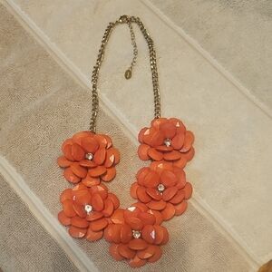 Floral Statement Necklace in Orange